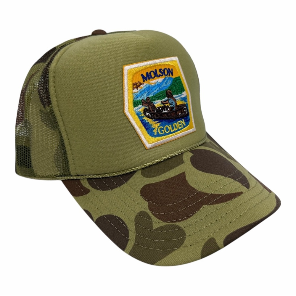 NEW VINTAGE STYLE MOLSON BEER TAN CAMO TRUCKER HAT CAP ADULT S…